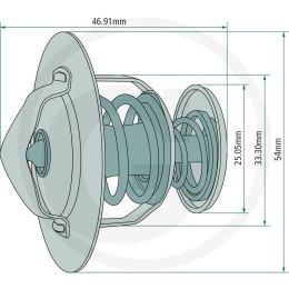 Termostat Fi = 54 mm, 79 °C Case IH, New Holland, Steyr, Fiat, Ford, Laverda 74717032 agroveo