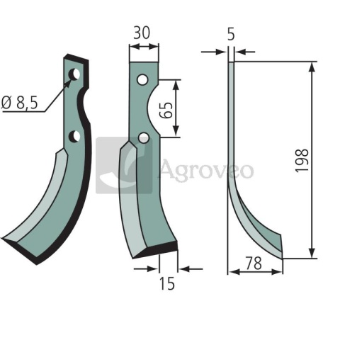 Nóż glebogryzarki 180EUR-06L Nóż glebogryzarki 180EUR-06L