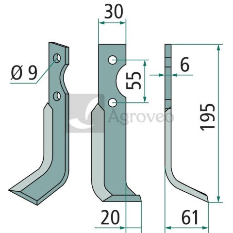 Nóż glebogryzarki 180GRI-11R 10203 Nóż glebogryzarki 180GRI-11R 10203