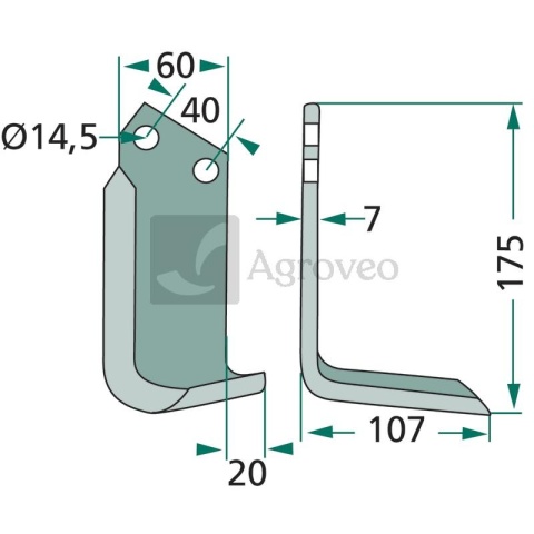 Nóż kątowy 180MAL-20R 1302180