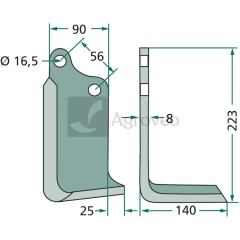 Nóż kątowy 180MAS-15R 24100404