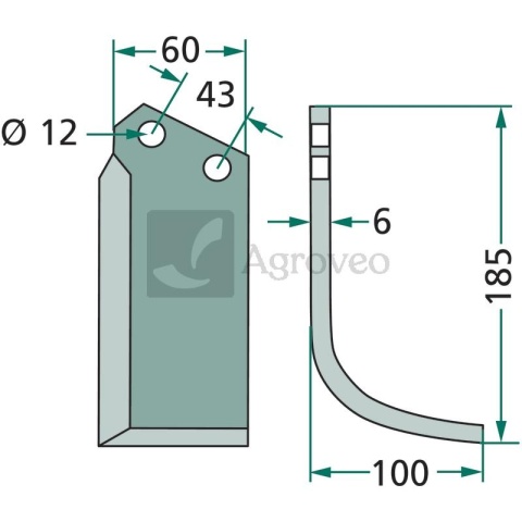 Nóż wygięty 180AGR-22L 70233