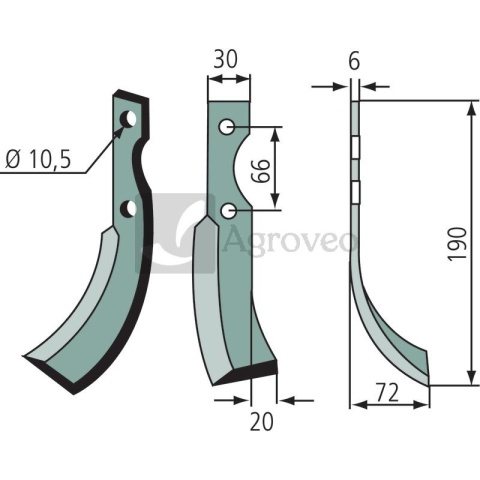 Nóż wygięty 180GRI-01L 7086 Nóż wygięty 180GRI-01L 7086