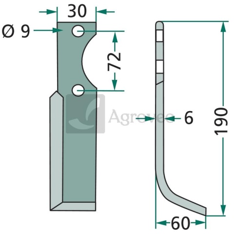 Nóż wygięty 180HAK-51R E 0142-10