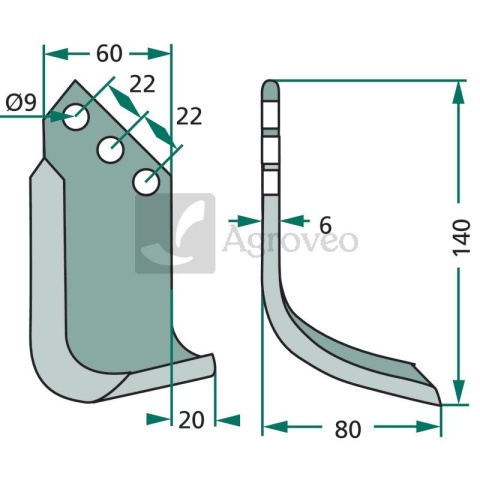Nóż wygięty 180HOL-03L 13832440010