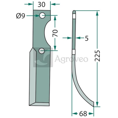 Nóż wygięty 180HON-02R F600/800