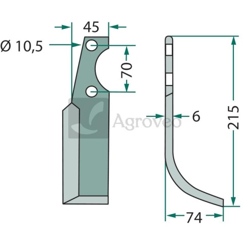 Nóż wygięty 180SEP-03R 125-130 Nóż wygięty 180SEP-03R 125-130